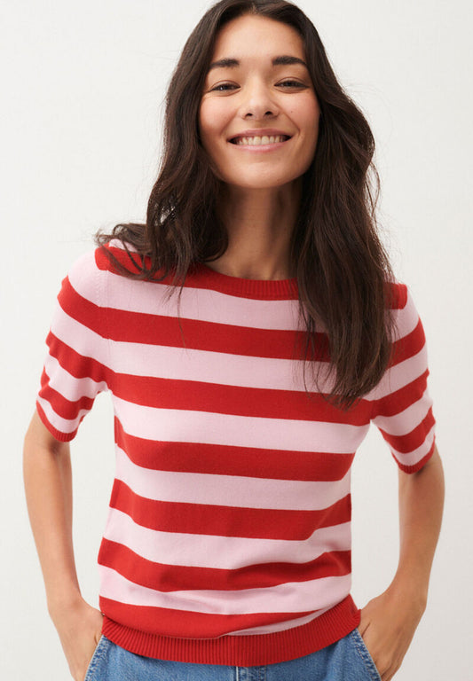 Streifen-Pullover  pink/rot  Frühjahrs-Kollektion