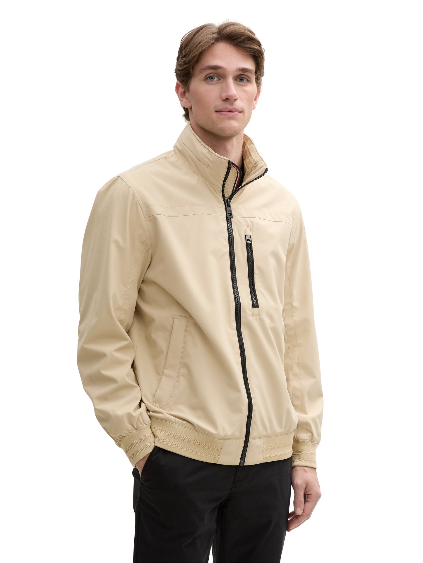 Blouson Jacke mit Kapuze im Stehkragen