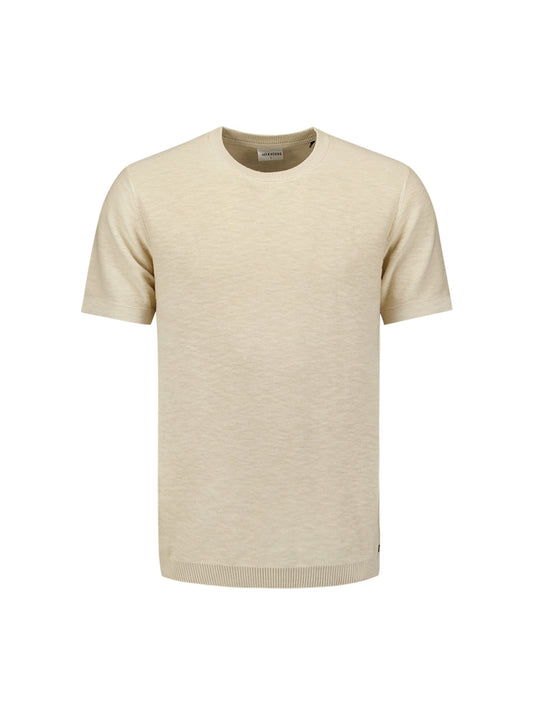 Pullover Short Sleeve Crewneck Solid Slub Knit