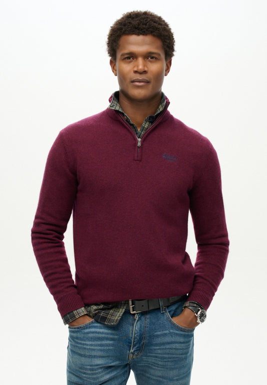 Essential Strickpullover mit Halbreißverschluss und Stickerei