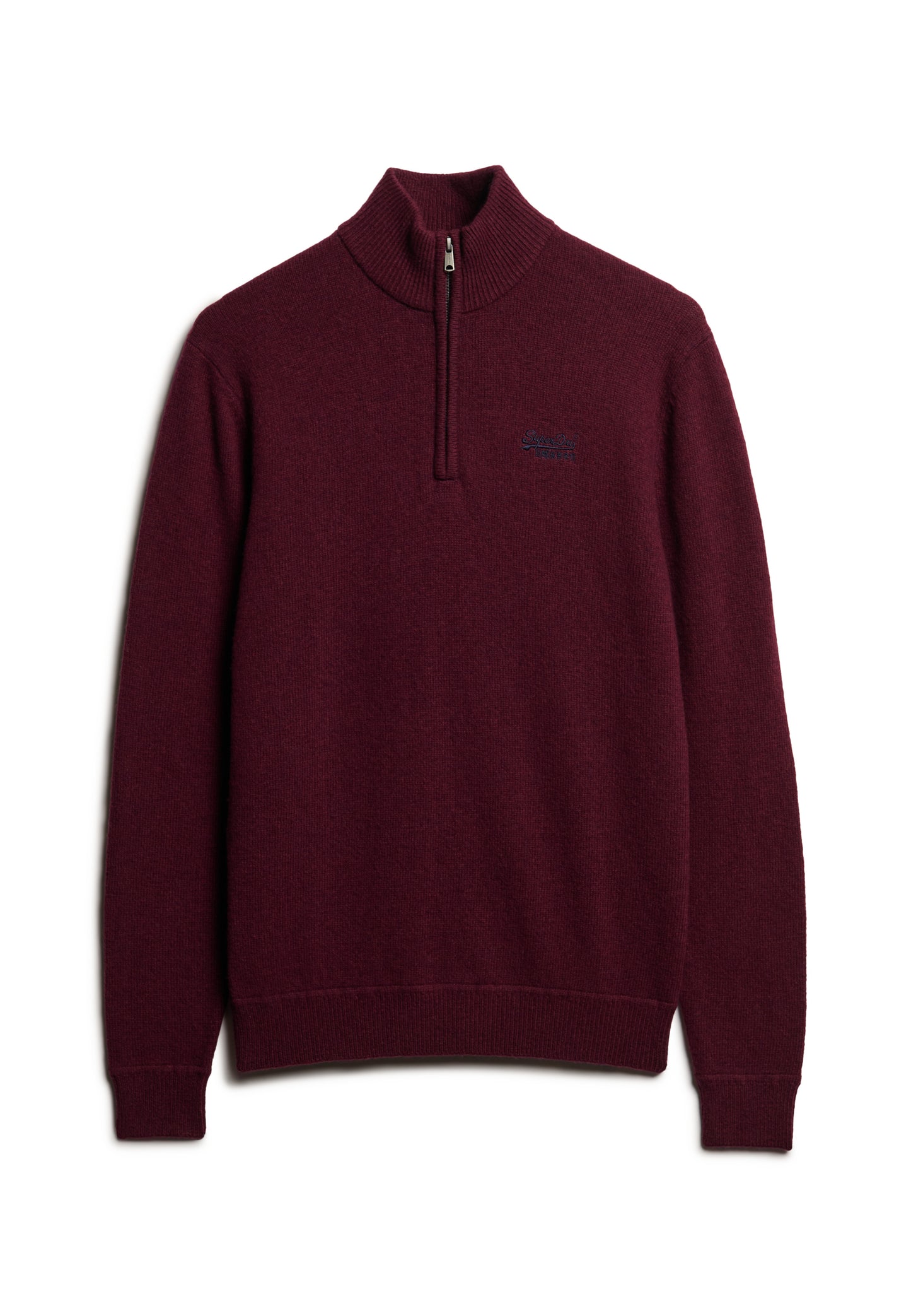 Essential Strickpullover mit Halbreißverschluss und Stickerei
