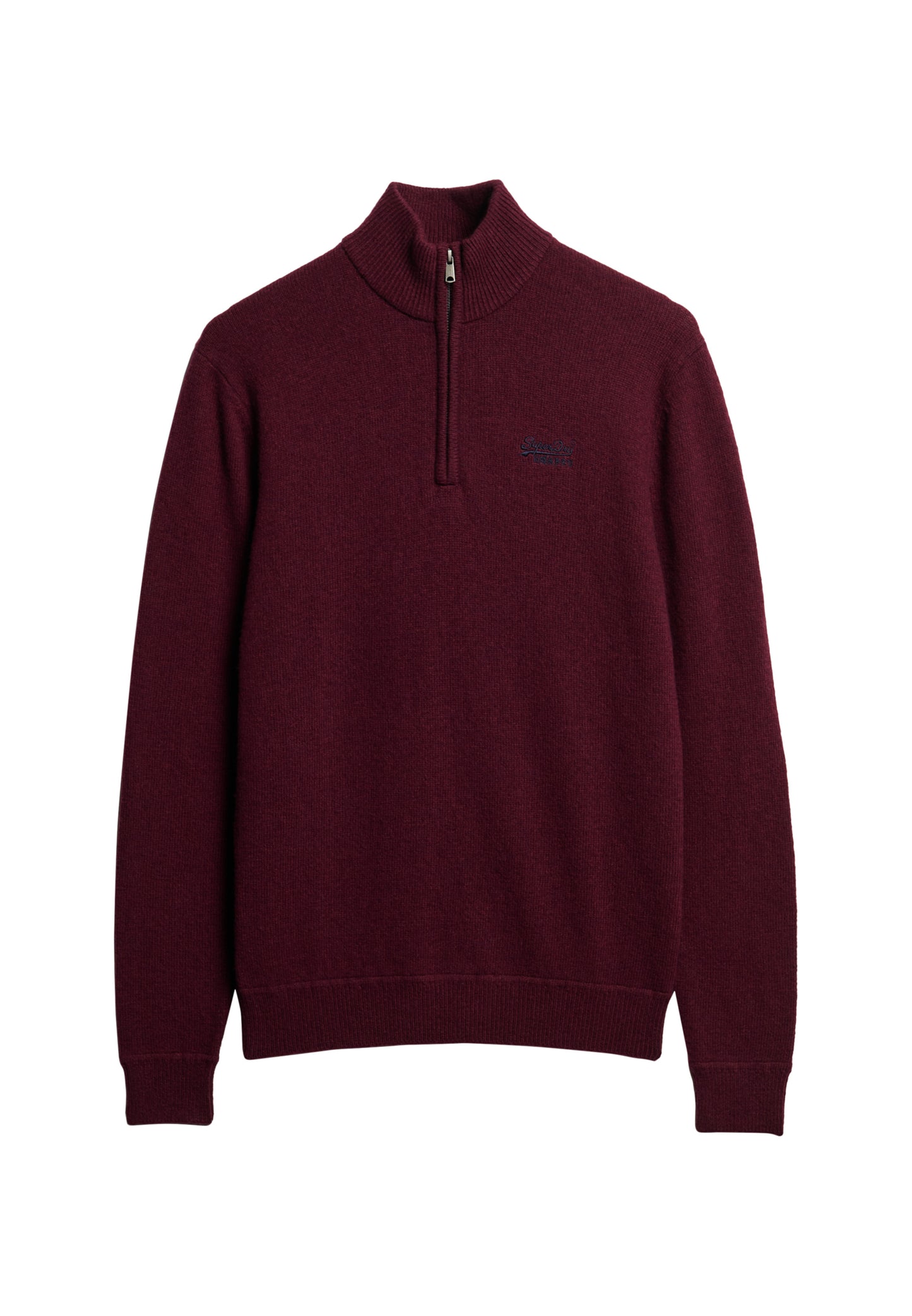 Essential Strickpullover mit Halbreißverschluss und Stickerei