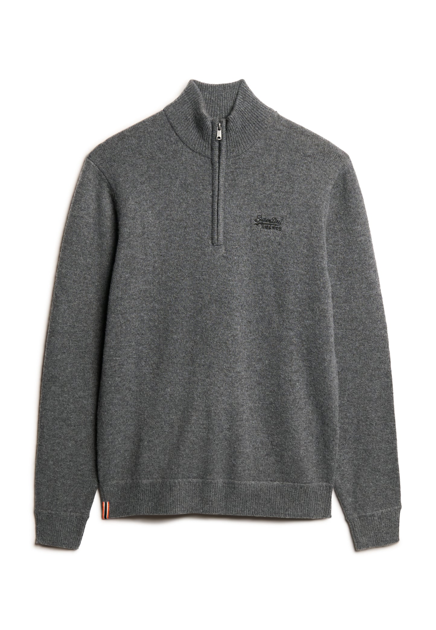 Essential Strickpullover mit Halbreißverschluss und Stickerei