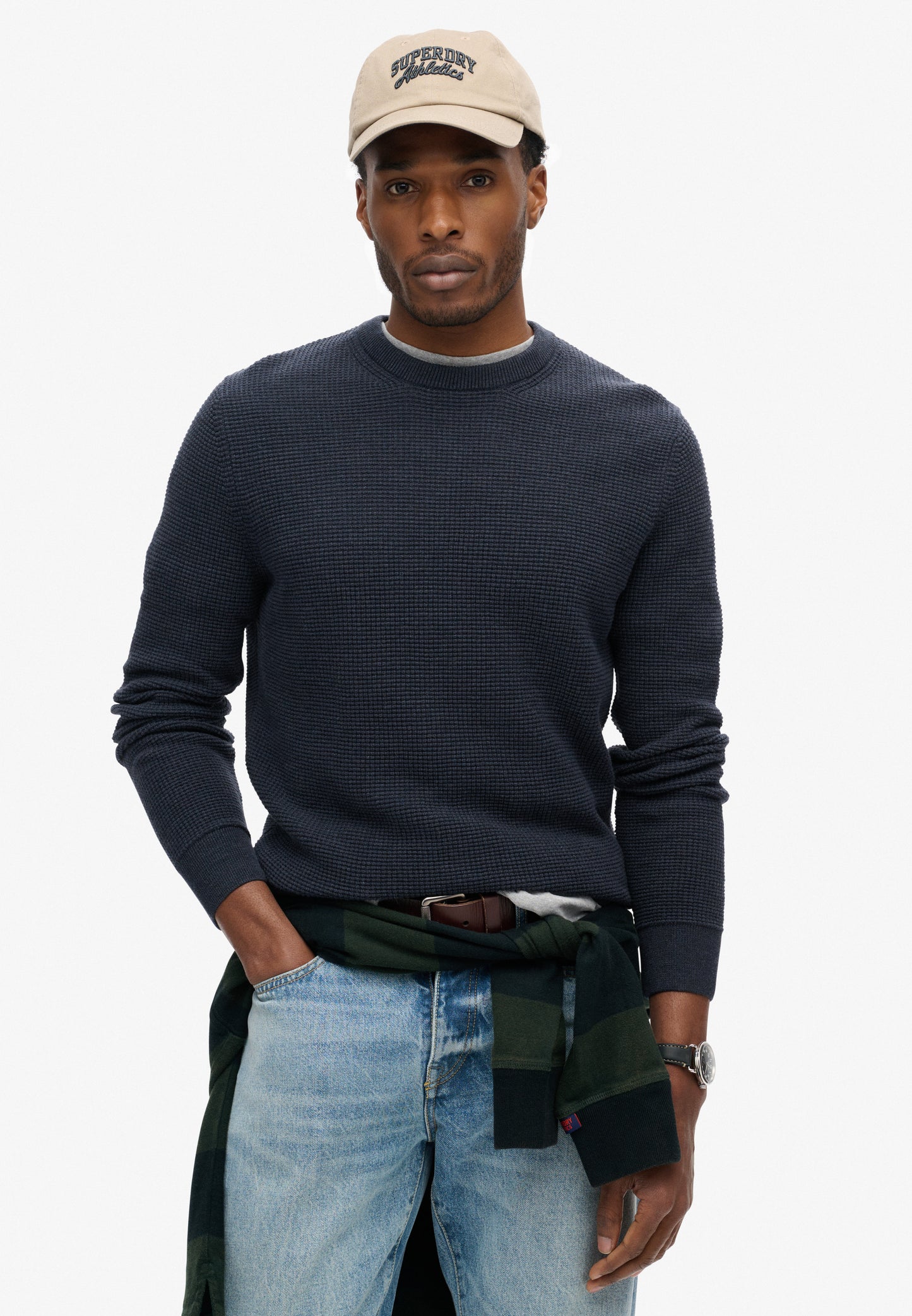 Strukturierter Strickpullover mit Rundhalsausschnitt