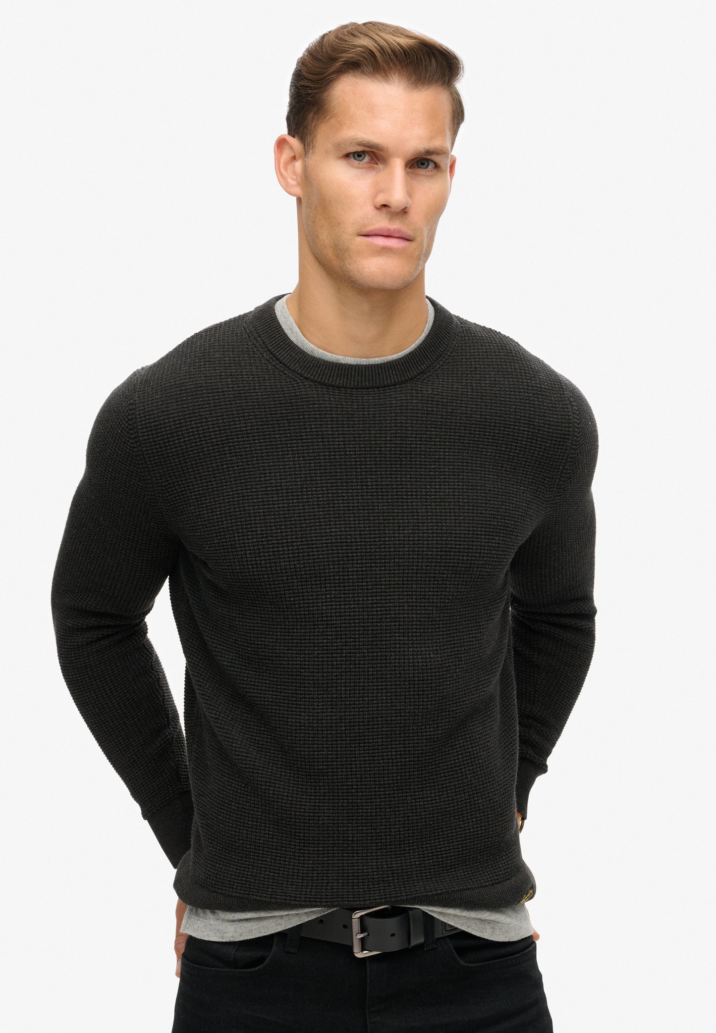 Strukturierter Strickpullover mit Rundhalsausschnitt