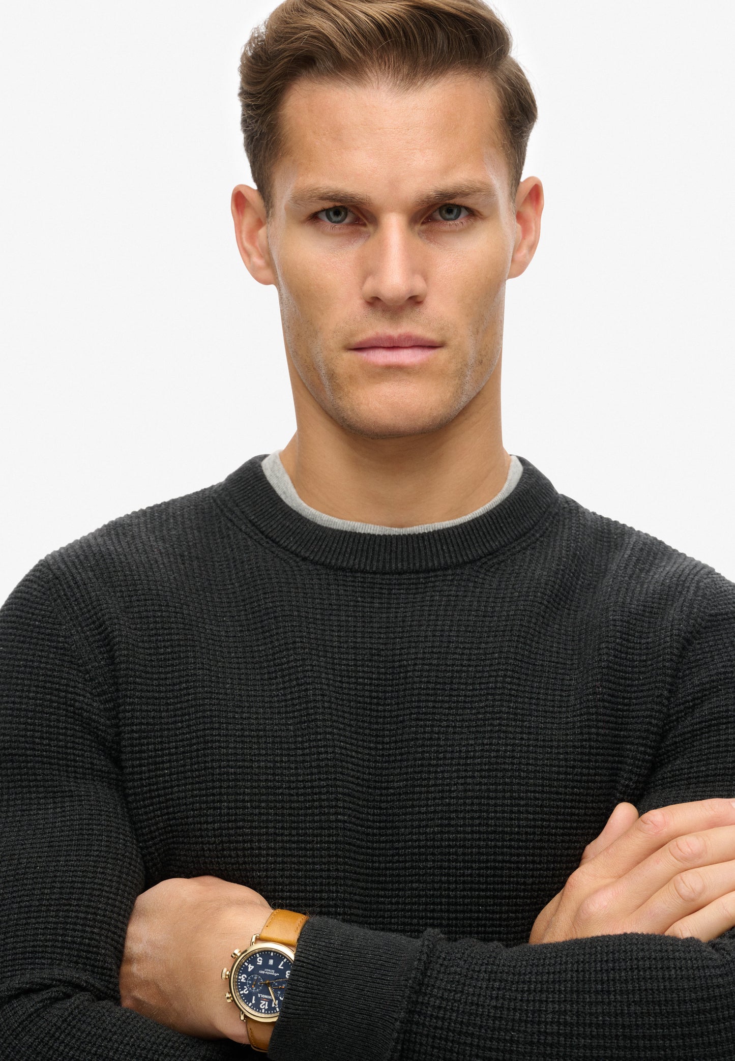 Strukturierter Strickpullover mit Rundhalsausschnitt