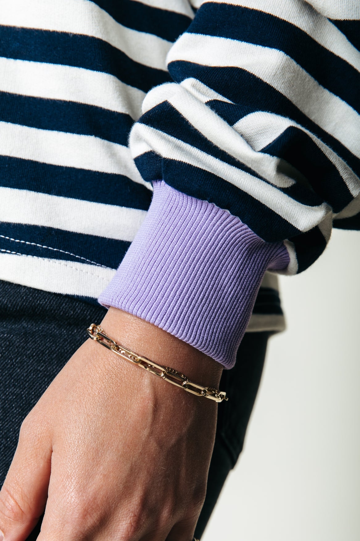 Stripe Contrast Dropped Shoulder Sweat
