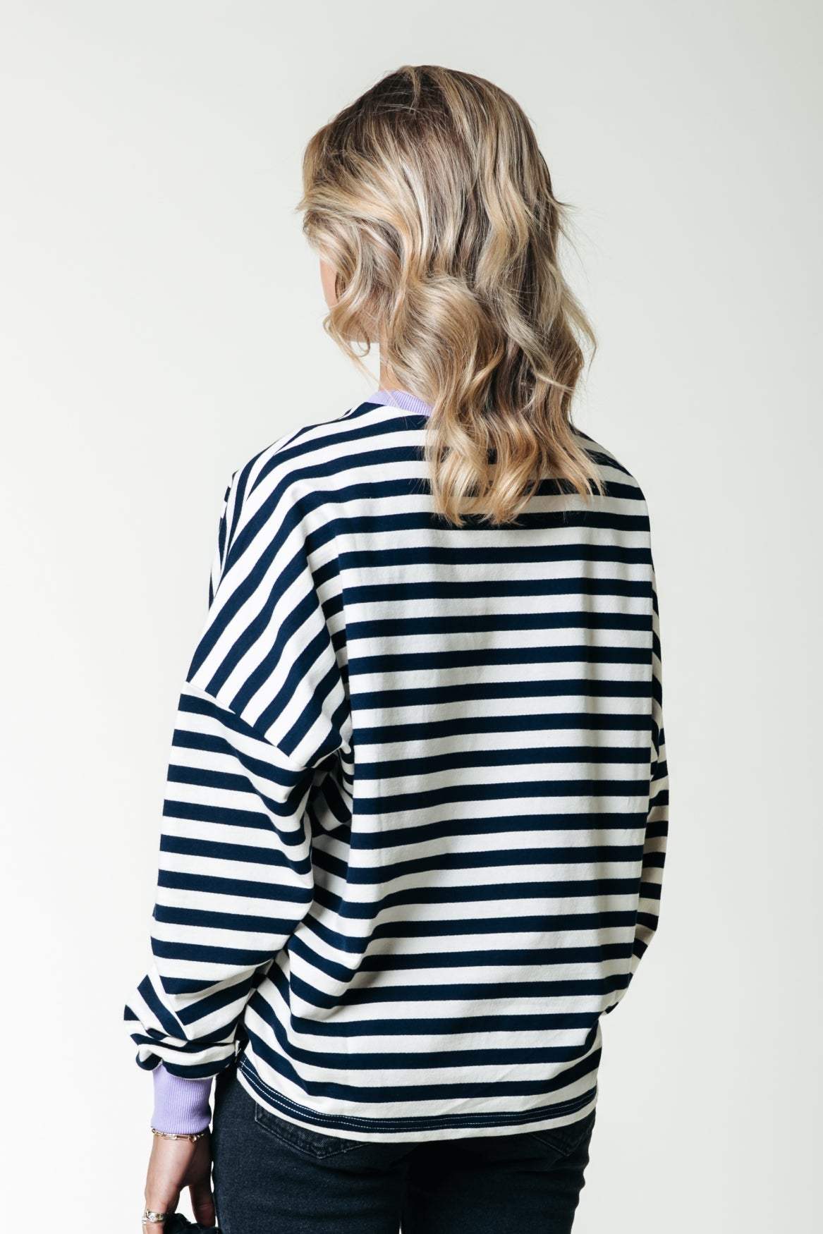 Stripe Contrast Dropped Shoulder Sweat