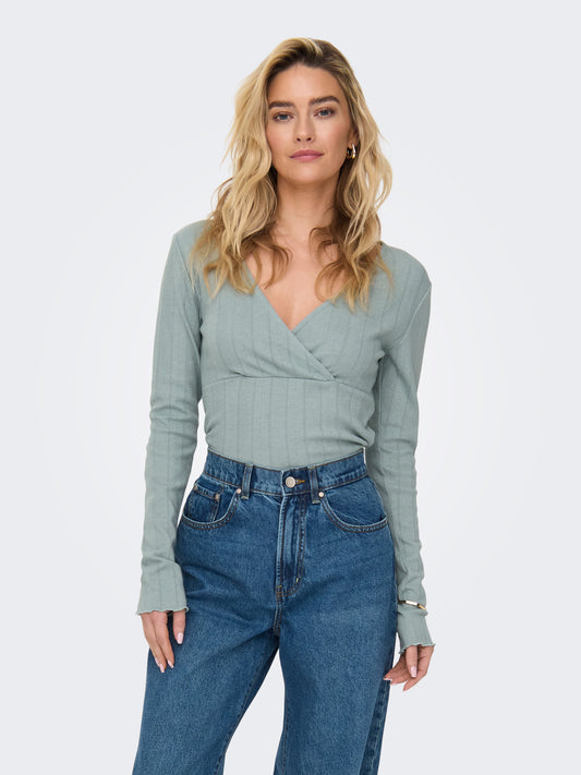 ONLCARLOTTA L/S WRAP TOP JRS