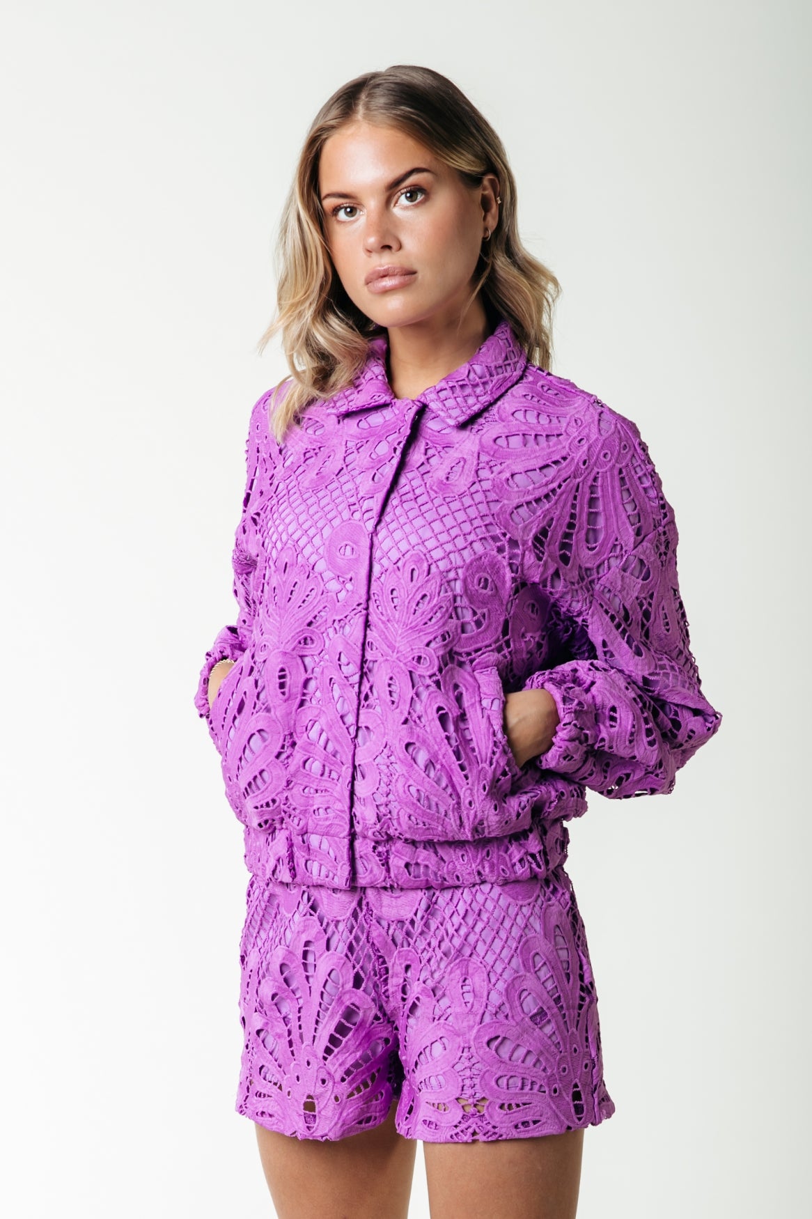 Bente Lace Jacquard Bomber Jacket
