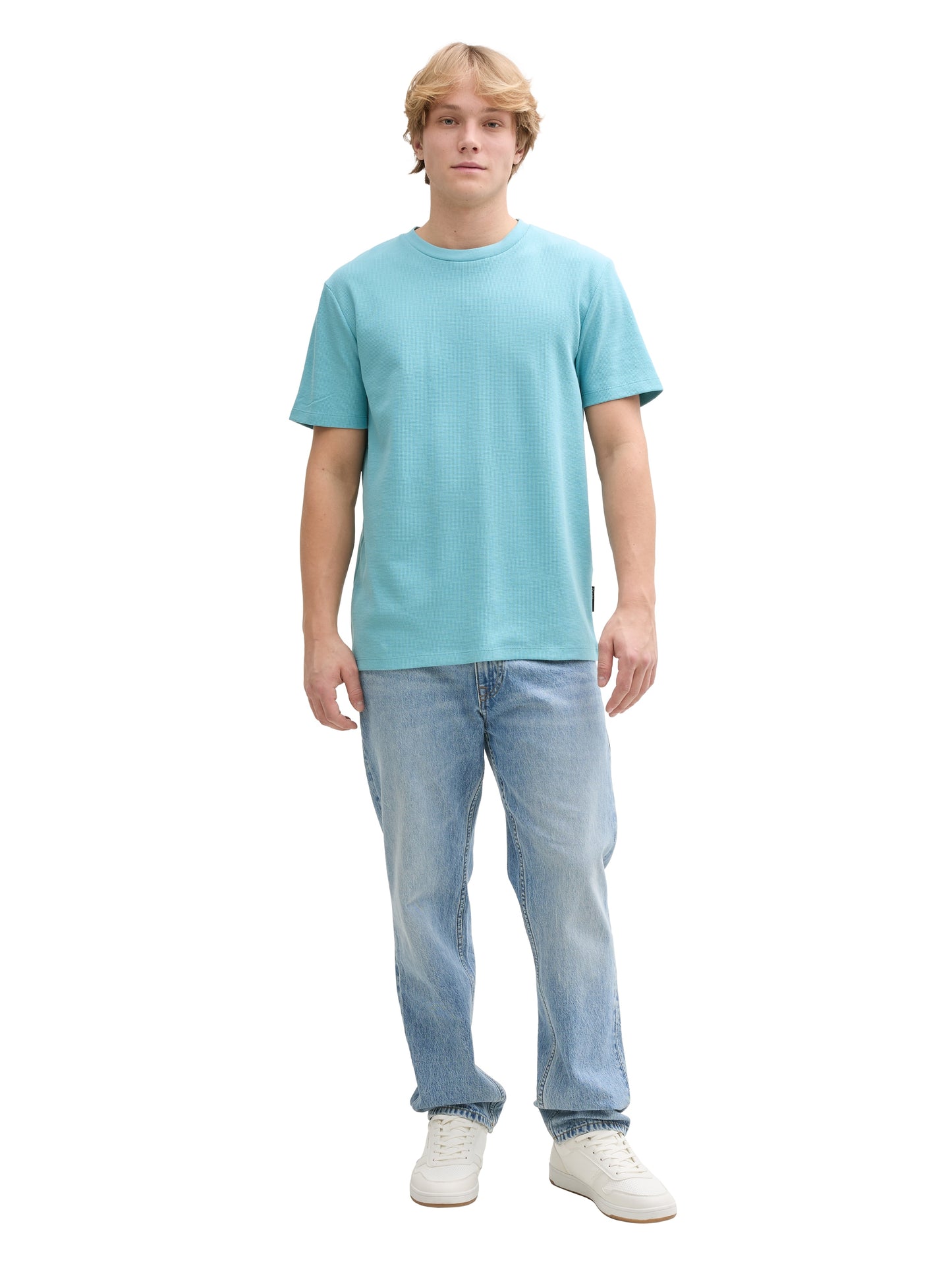 Basic T-Shirt in Waffelstruktur