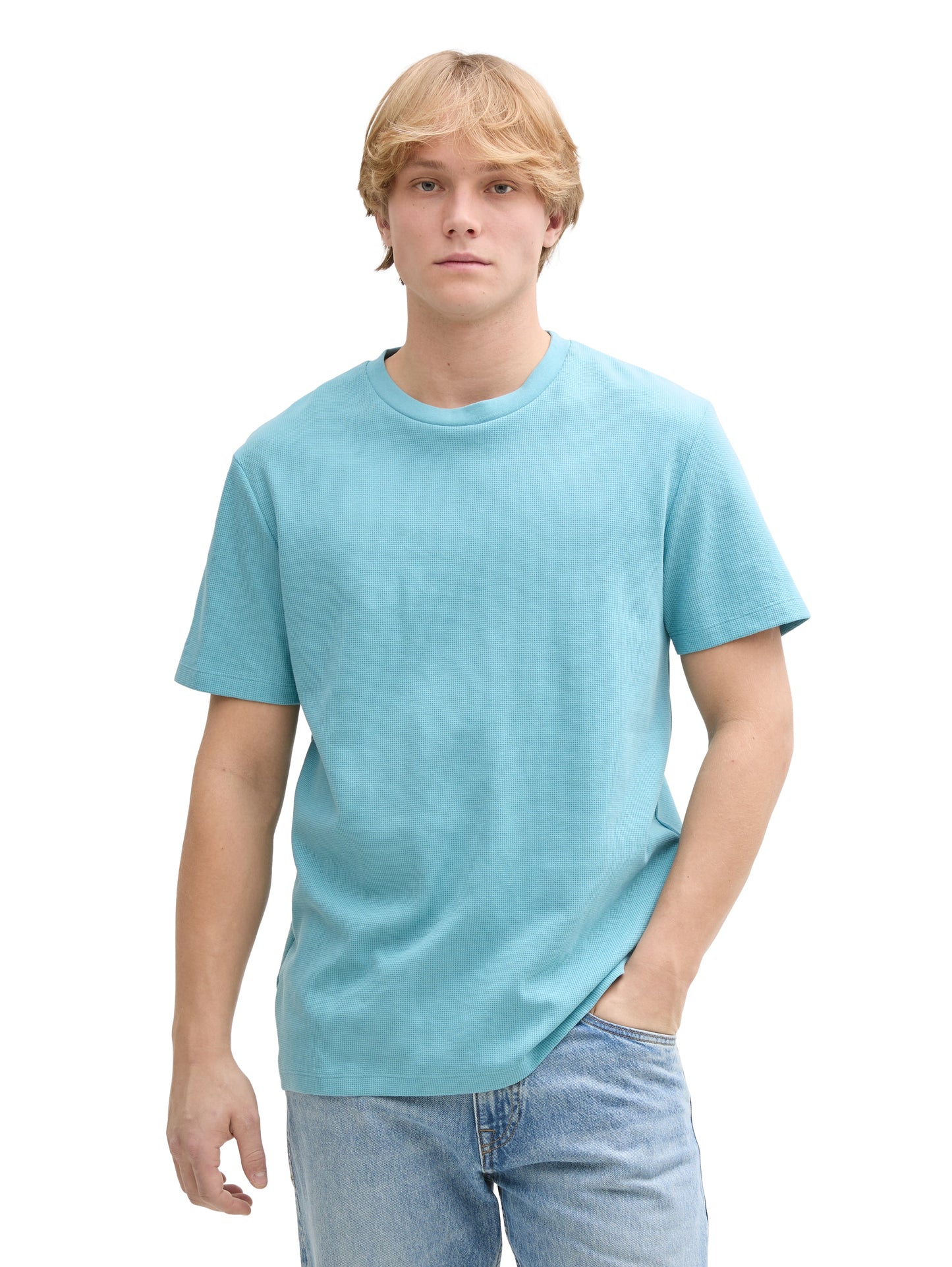 Basic T-Shirt in Waffelstruktur