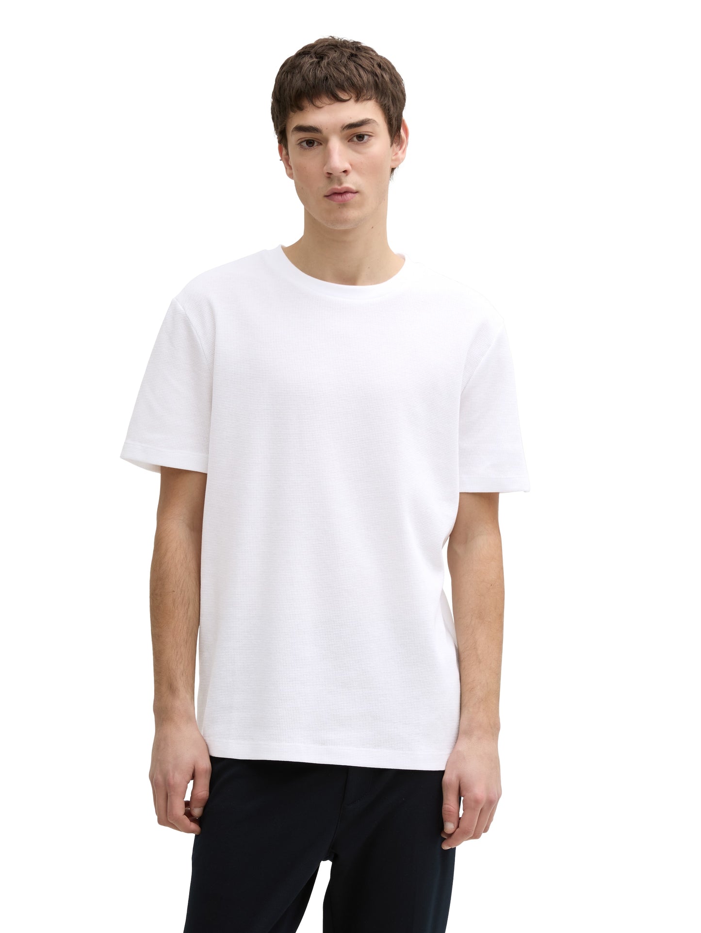 Basic T-Shirt in Waffelstruktur