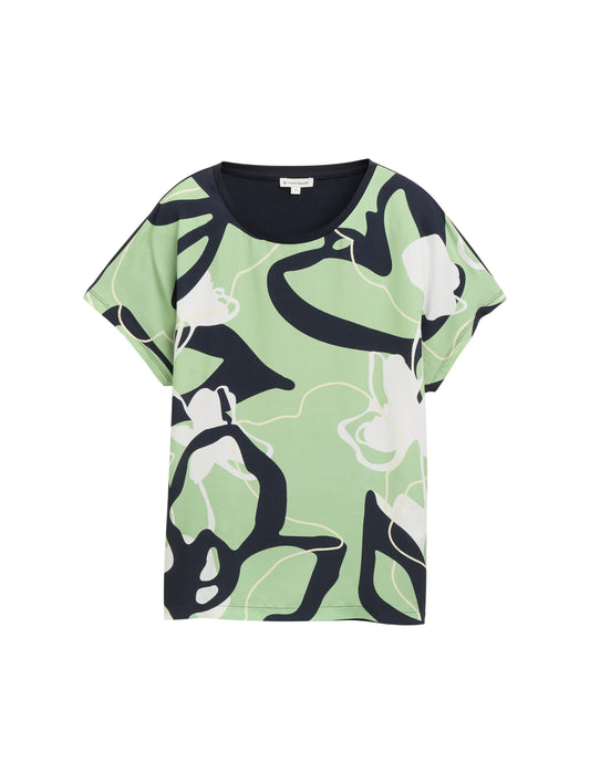 T-Shirt im Material-Mix