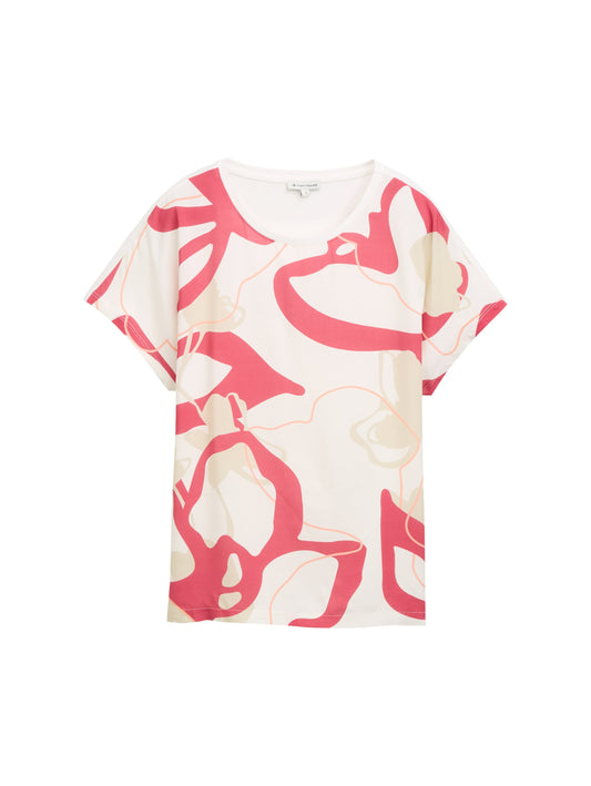T-Shirt im Material-Mix