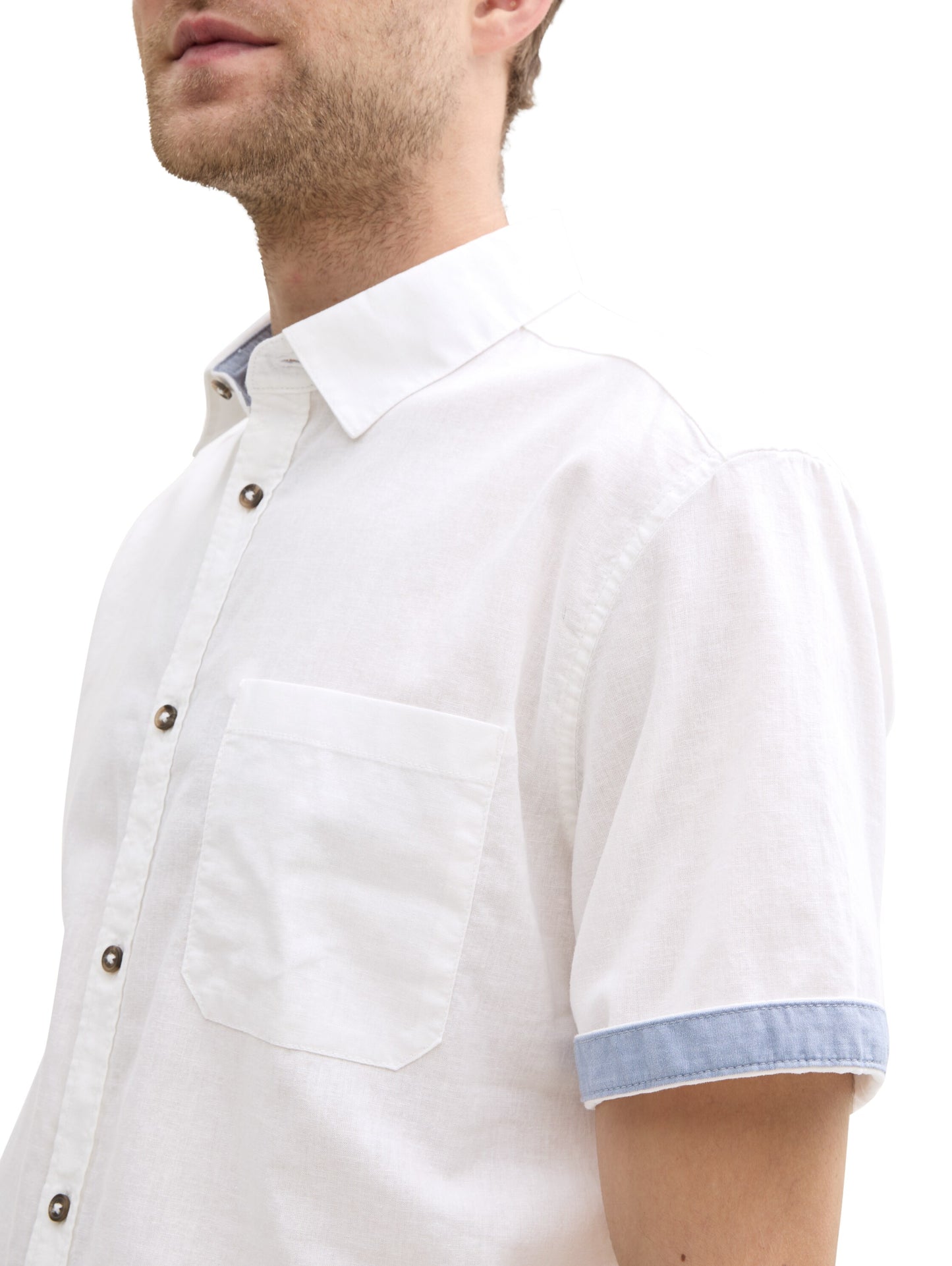 Regular Fit Kurzarmhemd mit Leinenanteil