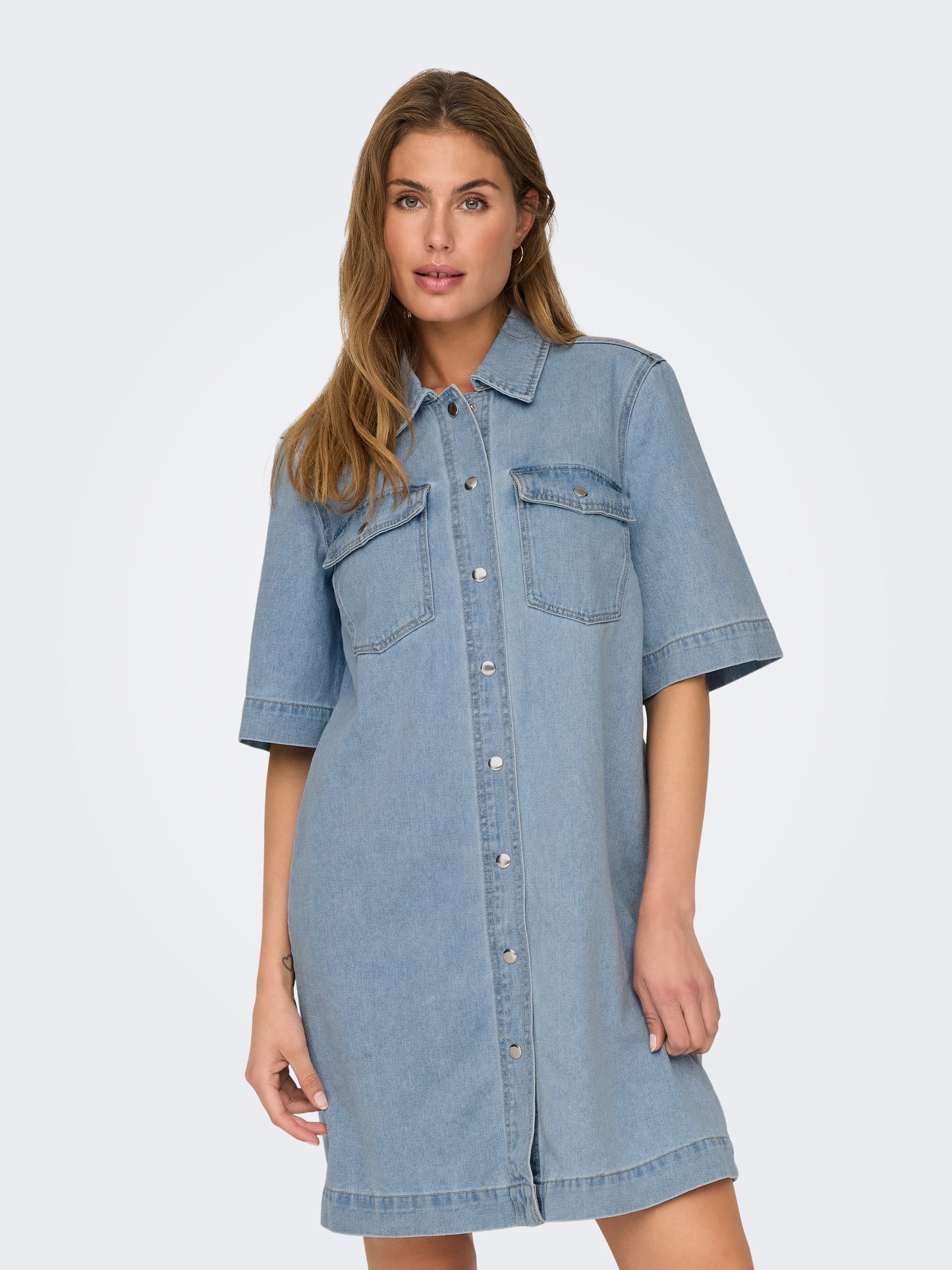 ONLBELLE S/S BUTTON DRESS DNM GUA NOOS