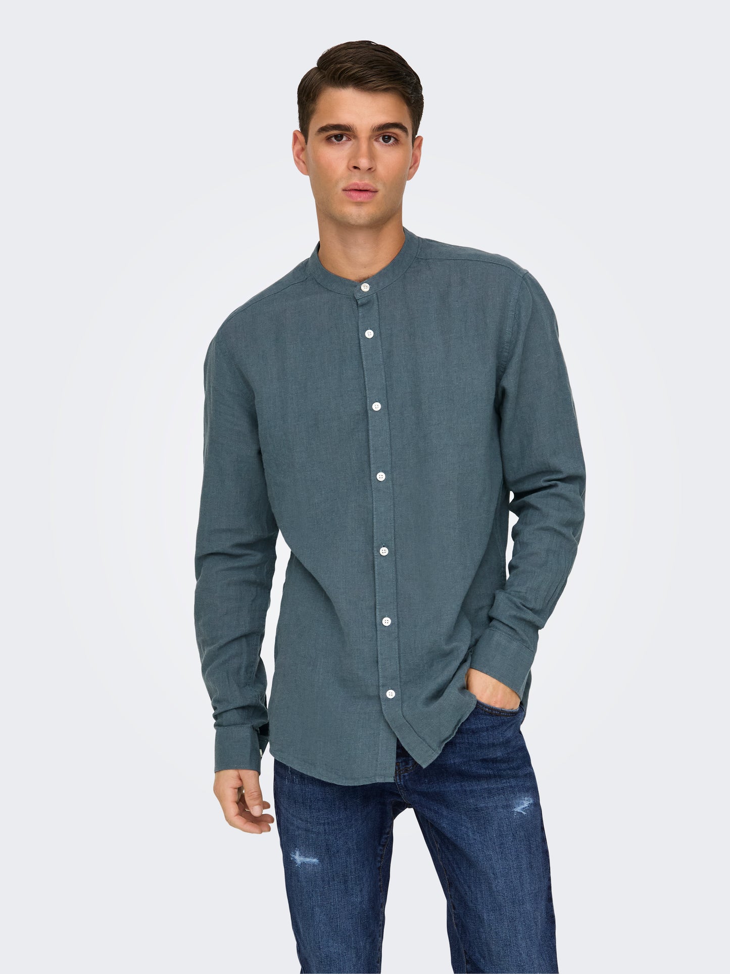 ONSCAIDEN LIFE LS SOLID LINEN MAO NOOS
