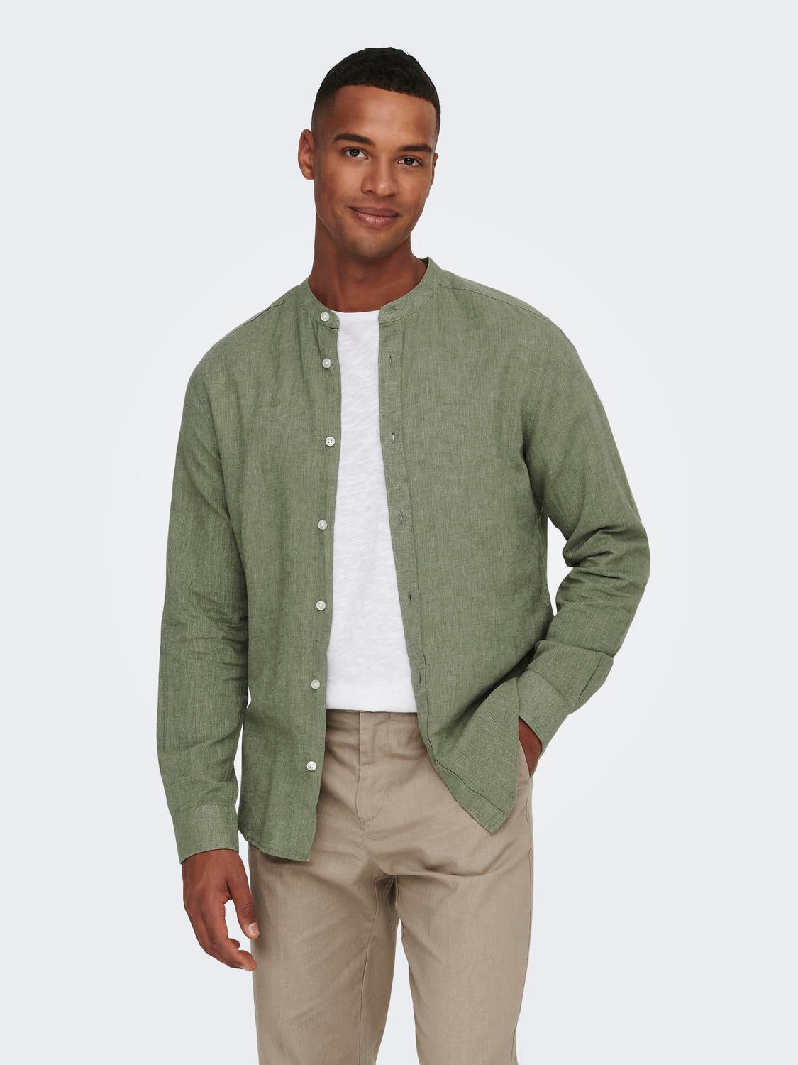 ONSCAIDEN LIFE LS SOLID LINEN MAO NOOS