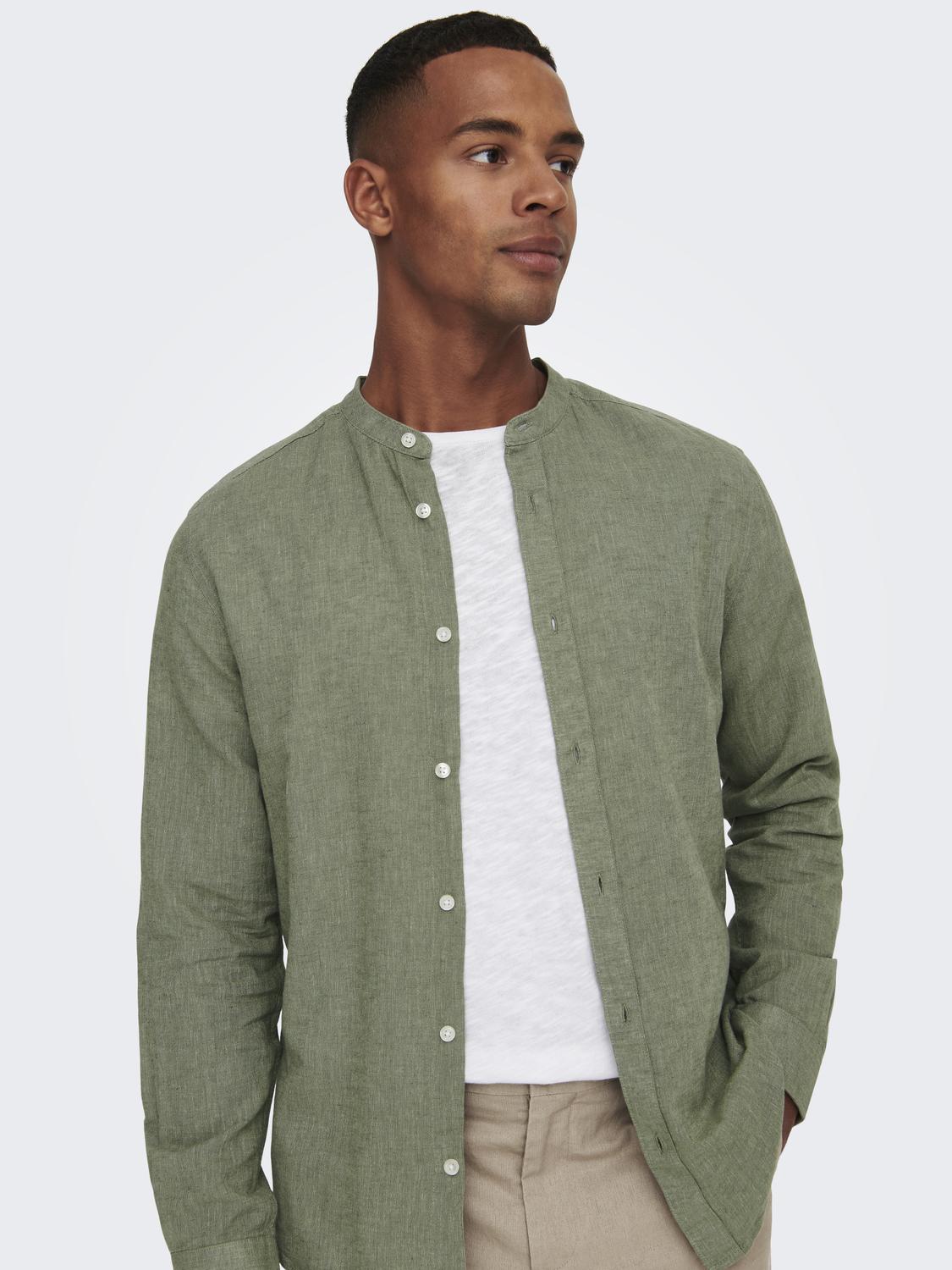 ONSCAIDEN LIFE LS SOLID LINEN MAO NOOS