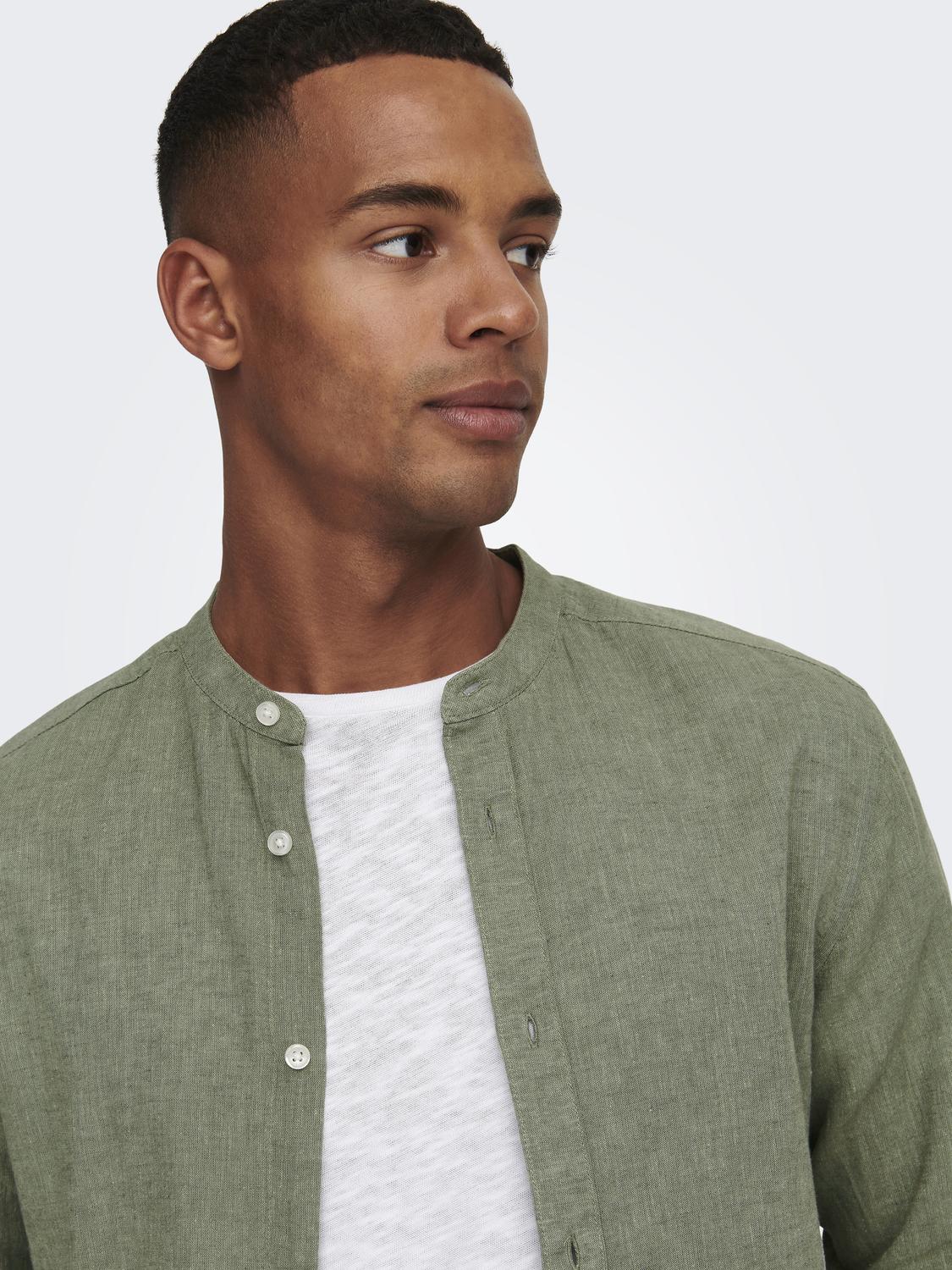 ONSCAIDEN LIFE LS SOLID LINEN MAO NOOS