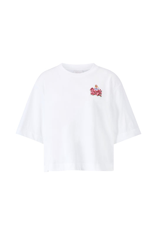Gentle Fit T-Shirt with Flower Woman Application