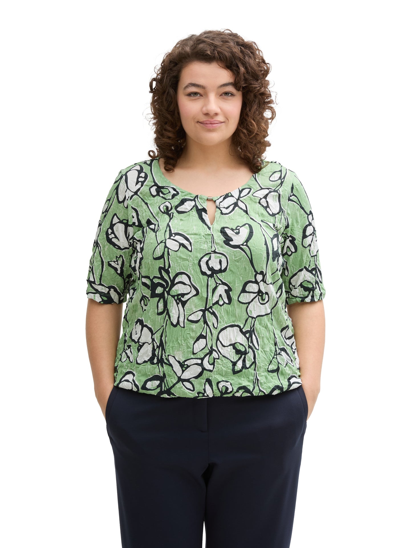 Plus Size - T-Shirt in Knitter-Optik