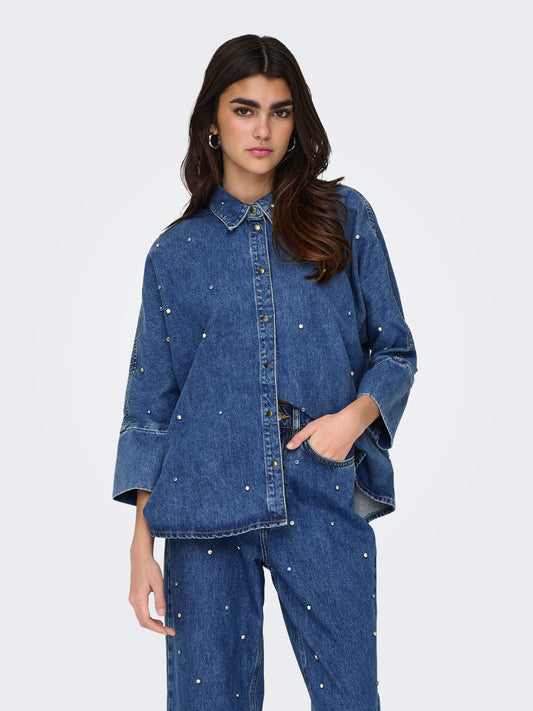 ONLGRACE 3/4 RHINESTONE MB DNM SHIRTNOOS