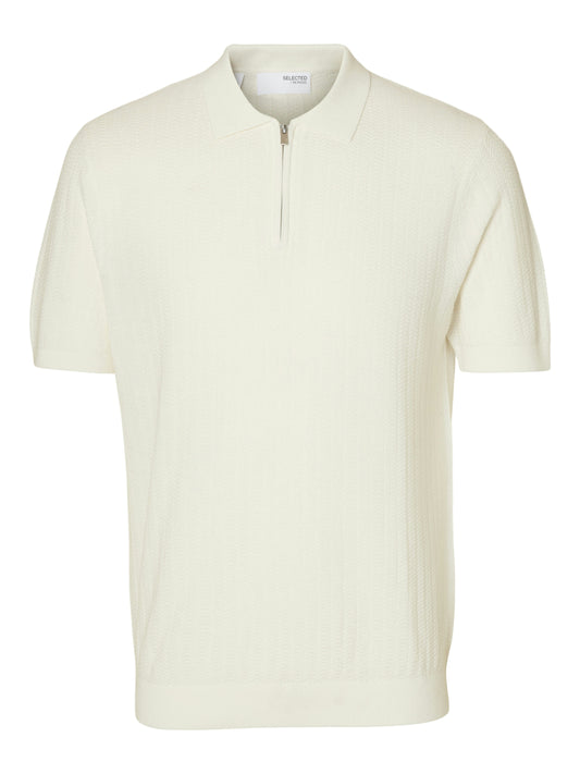 SLHCRAN SS KNIT STRUCTURE HALF ZIP POLO