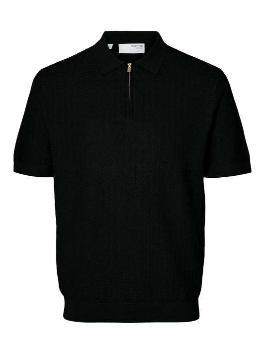 SLHCRAN SS KNIT STRUCTURE HALF ZIP POLO