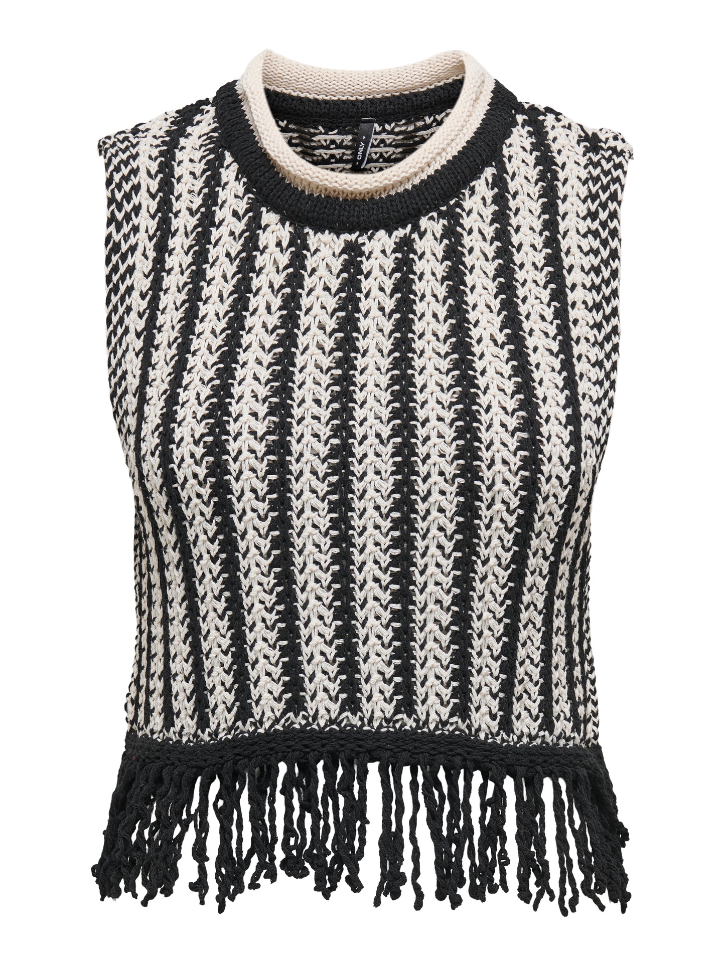 ONLAINA LIFE SL FRINGE O-NECK TOP KNT