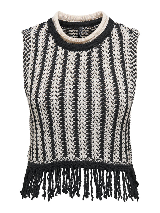 ONLAINA LIFE SL FRINGE O-NECK TOP KNT