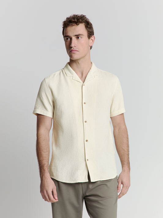 Shirt Short Sleeve Revers Collar Solid Structure