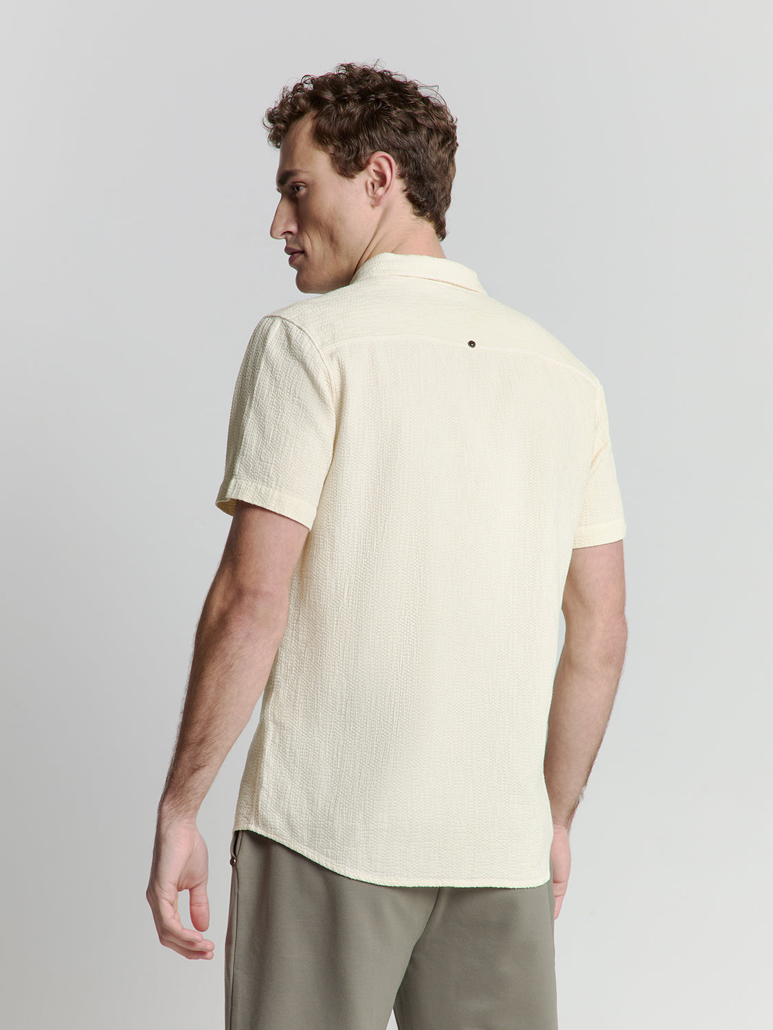Shirt Short Sleeve Revers Collar Solid Structure