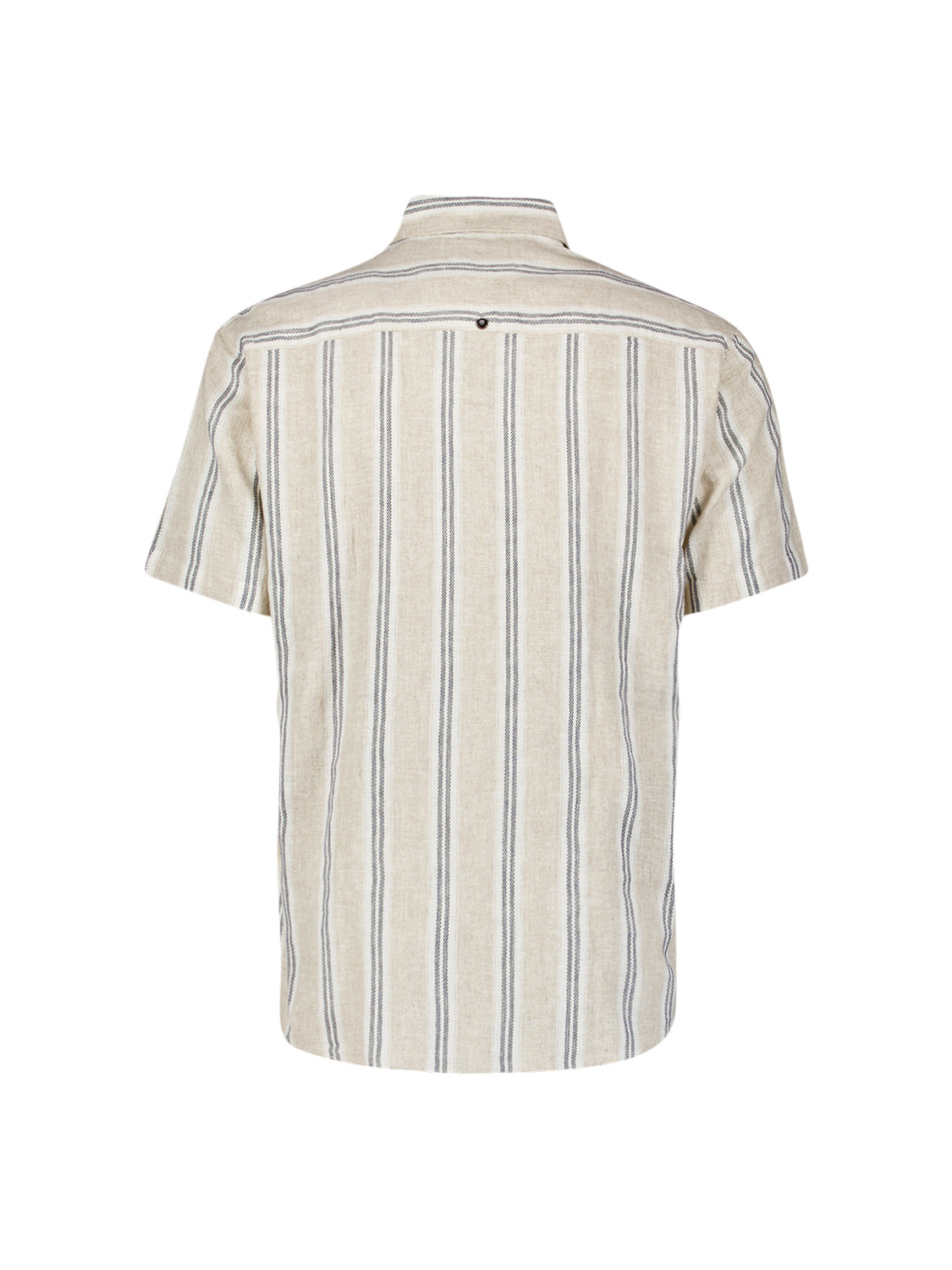 Shirt Short Sleeve Dobby Vertical Stripe With Linen