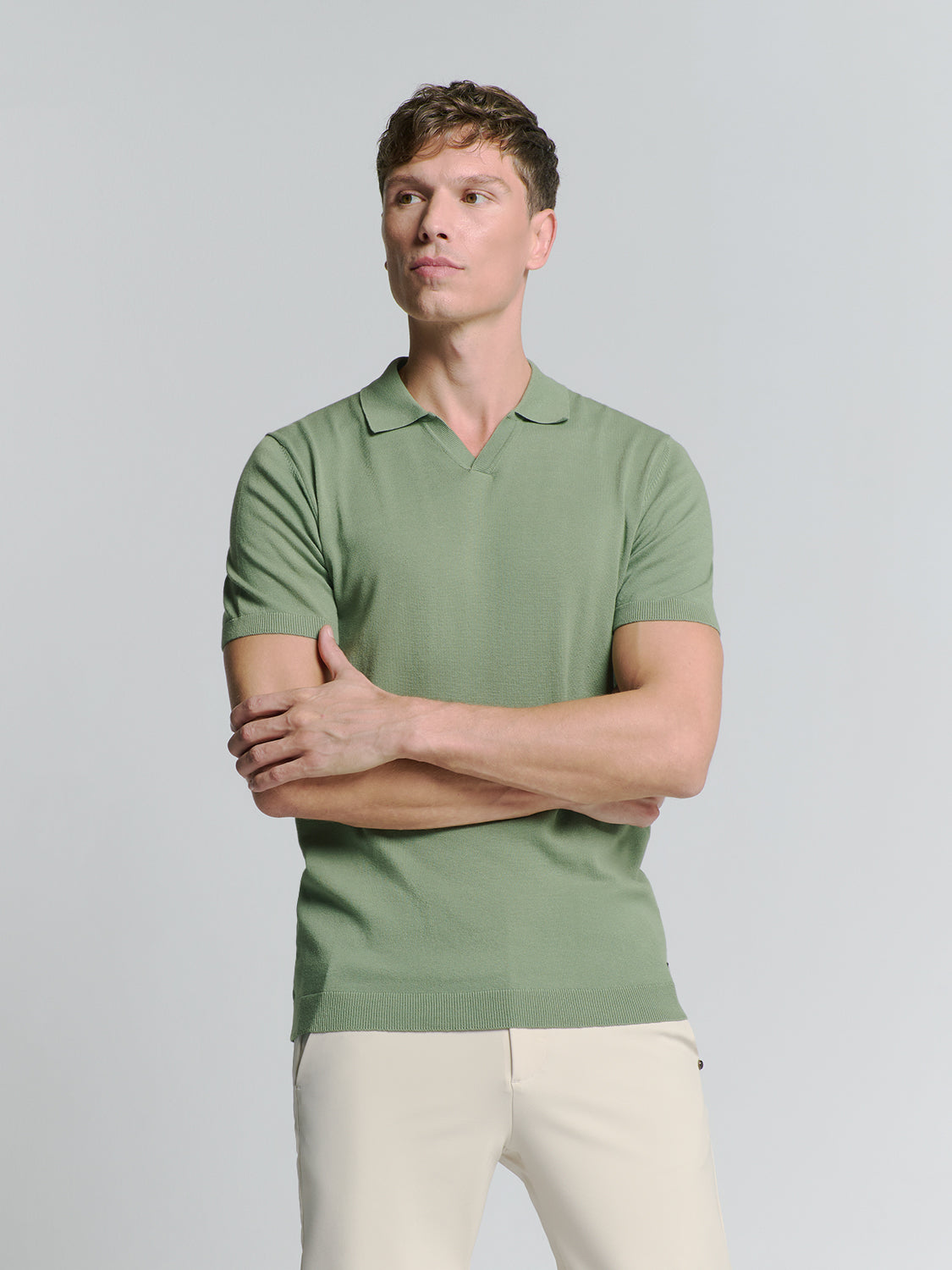 Pullover Short Sleeve Polo V Solid