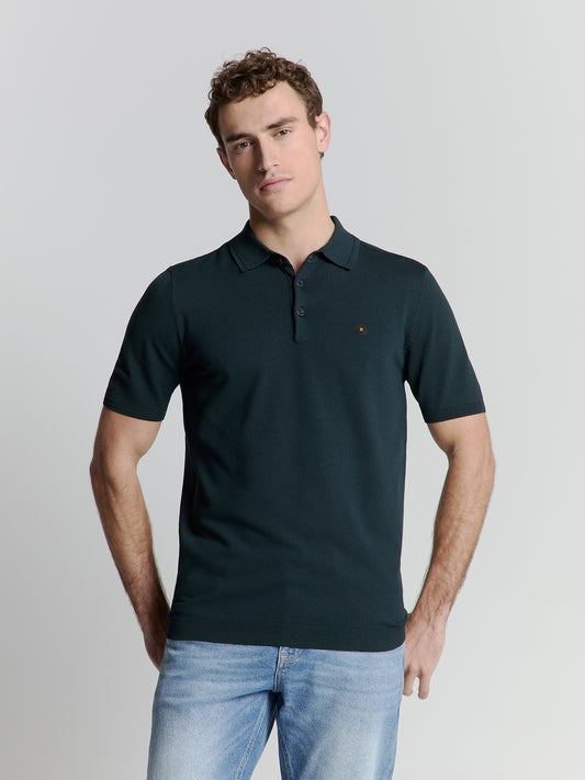 Pullover Short Sleeve Polo Button Solid