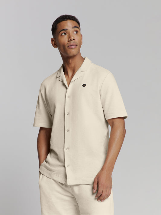 Shirt Short Sleeve Jersey Revers Collar Solid Terry