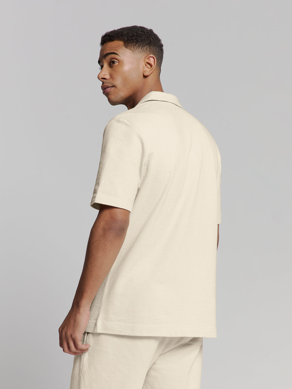 Shirt Short Sleeve Jersey Revers Collar Solid Terry