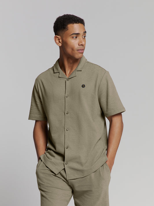 Shirt Short Sleeve Jersey Revers Collar Solid Terry