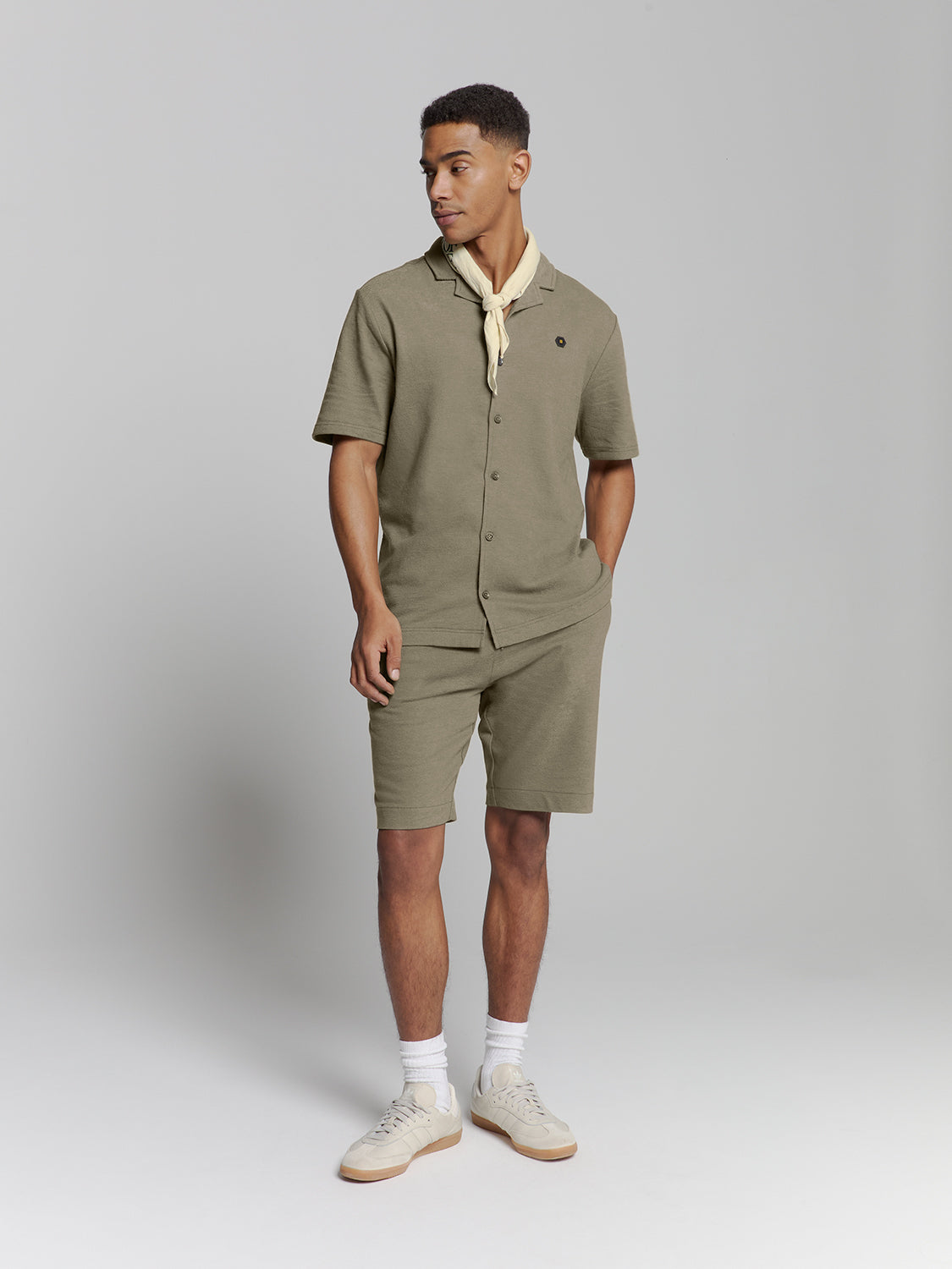 Shirt Short Sleeve Jersey Revers Collar Solid Terry