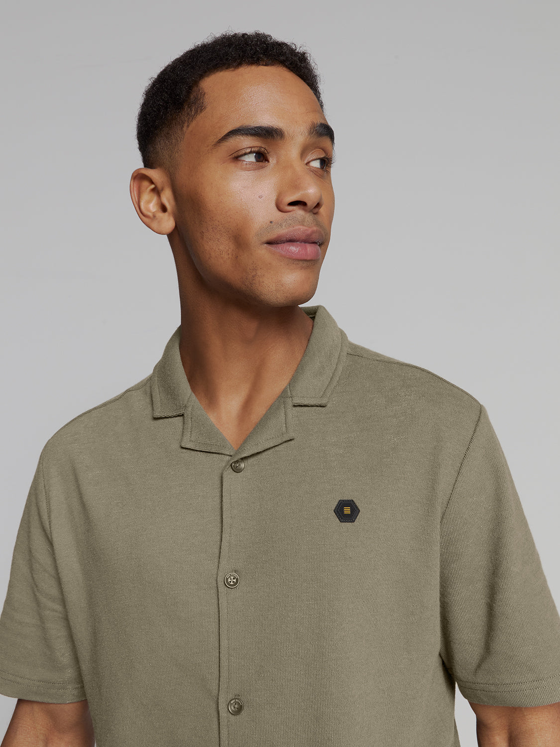 Shirt Short Sleeve Jersey Revers Collar Solid Terry