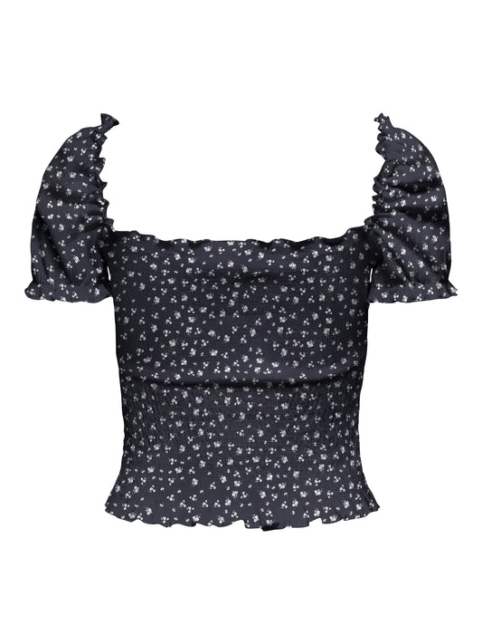 ONLHILLARY AOP SMOCK S/S TOP CS OX JRS