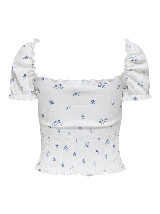 ONLHILLARY AOP SMOCK S/S TOP CS OX JRS