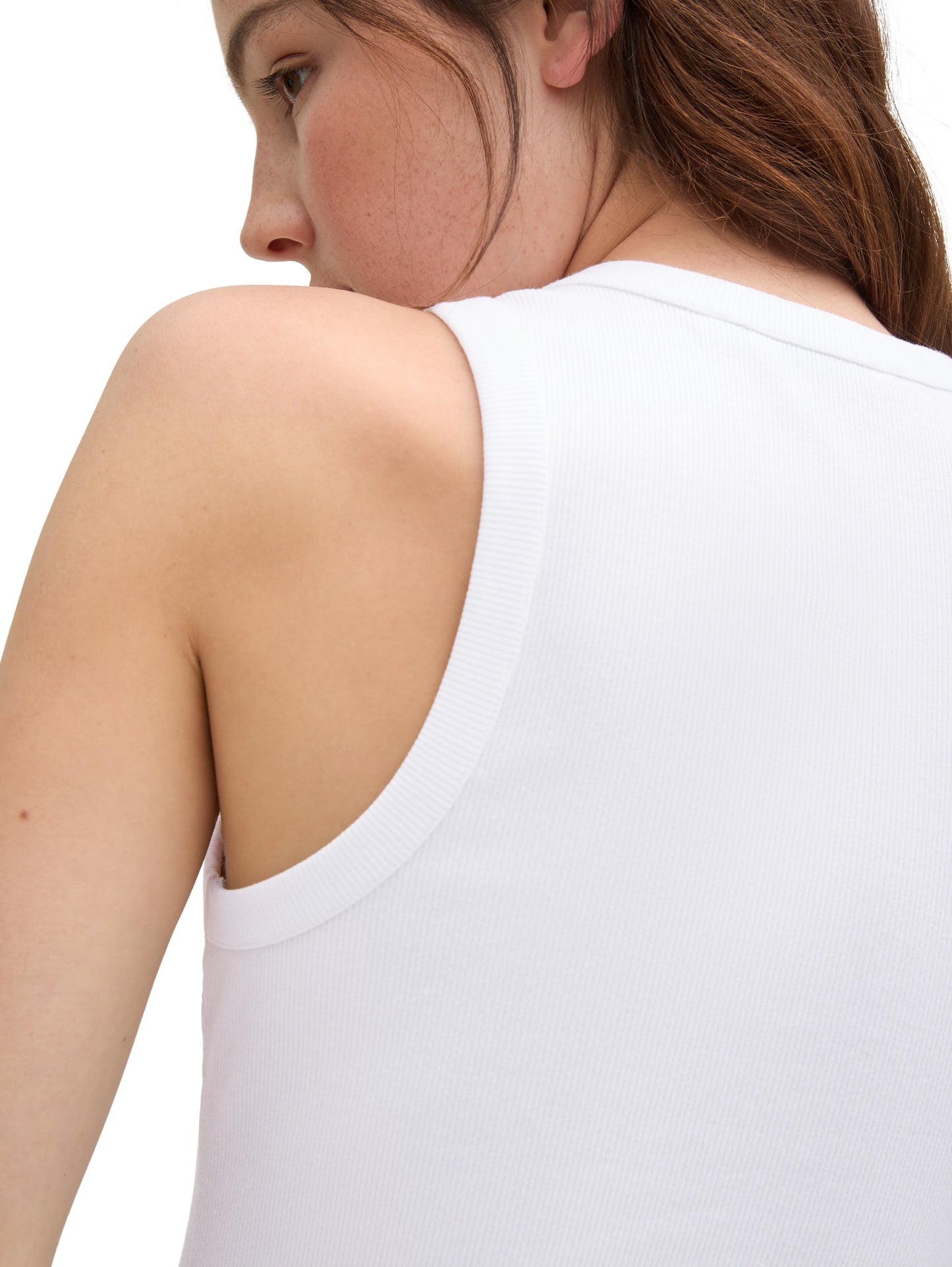 Coated Ripp Top mit Glitzer-Effekt