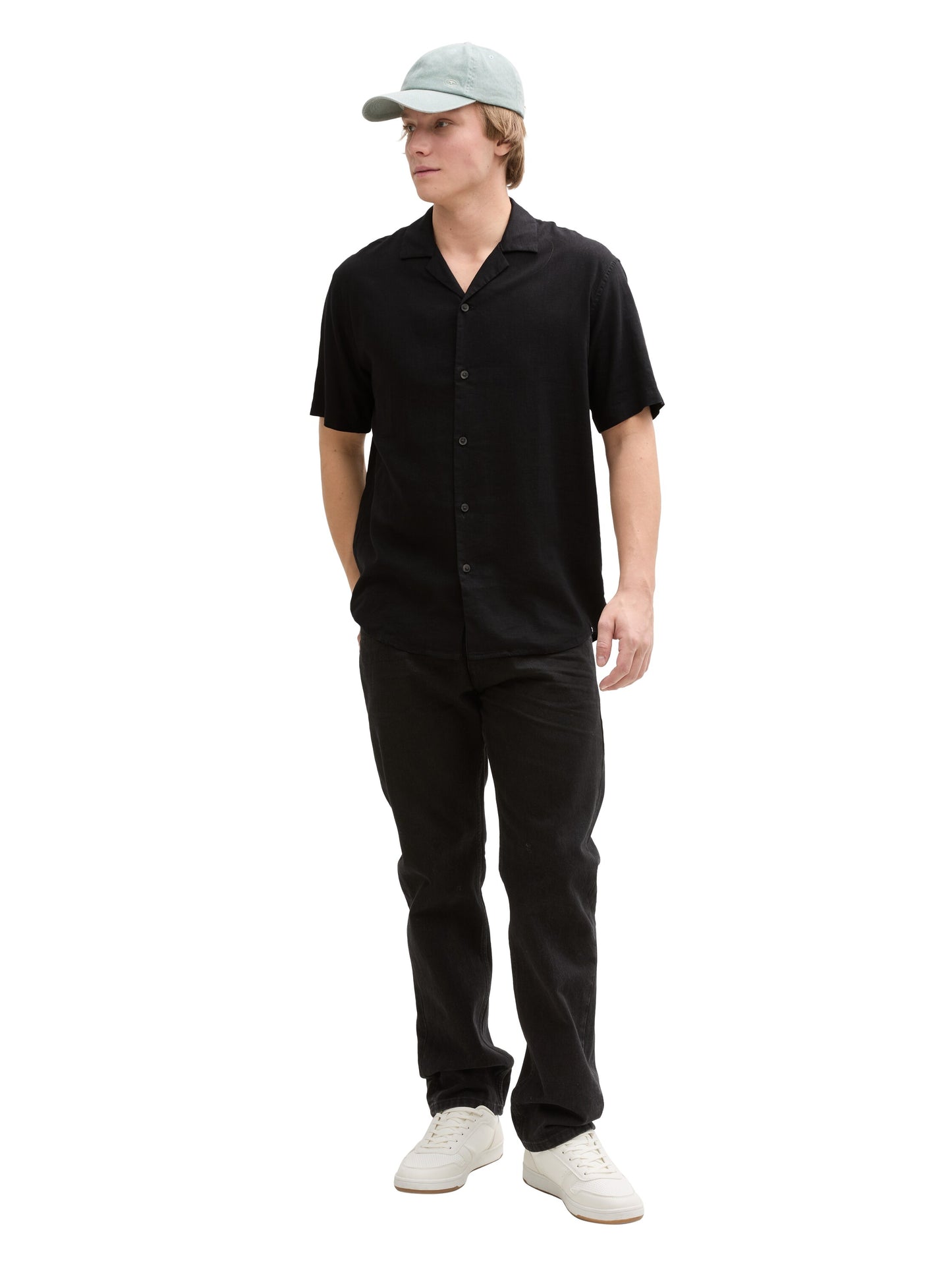 Relaxed Fit Kurzarmhemd mit Leinenanteil