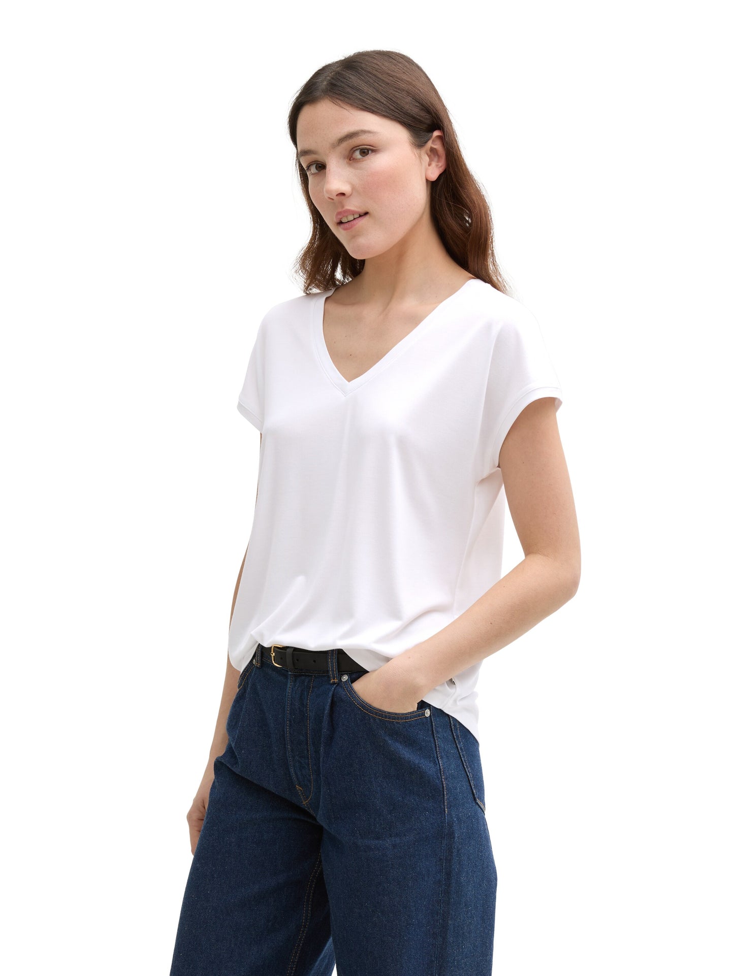 Loose Fit T-Shirt mit V-Ausschnitt