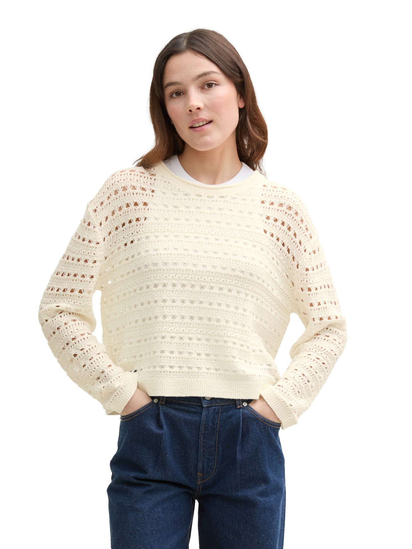 Relaxed Fit Strickpullover mit Lochmuster