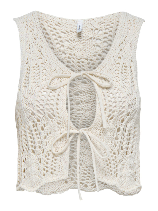 ONLLIZZY LIFE SL CROCHET TIE VEST KNT