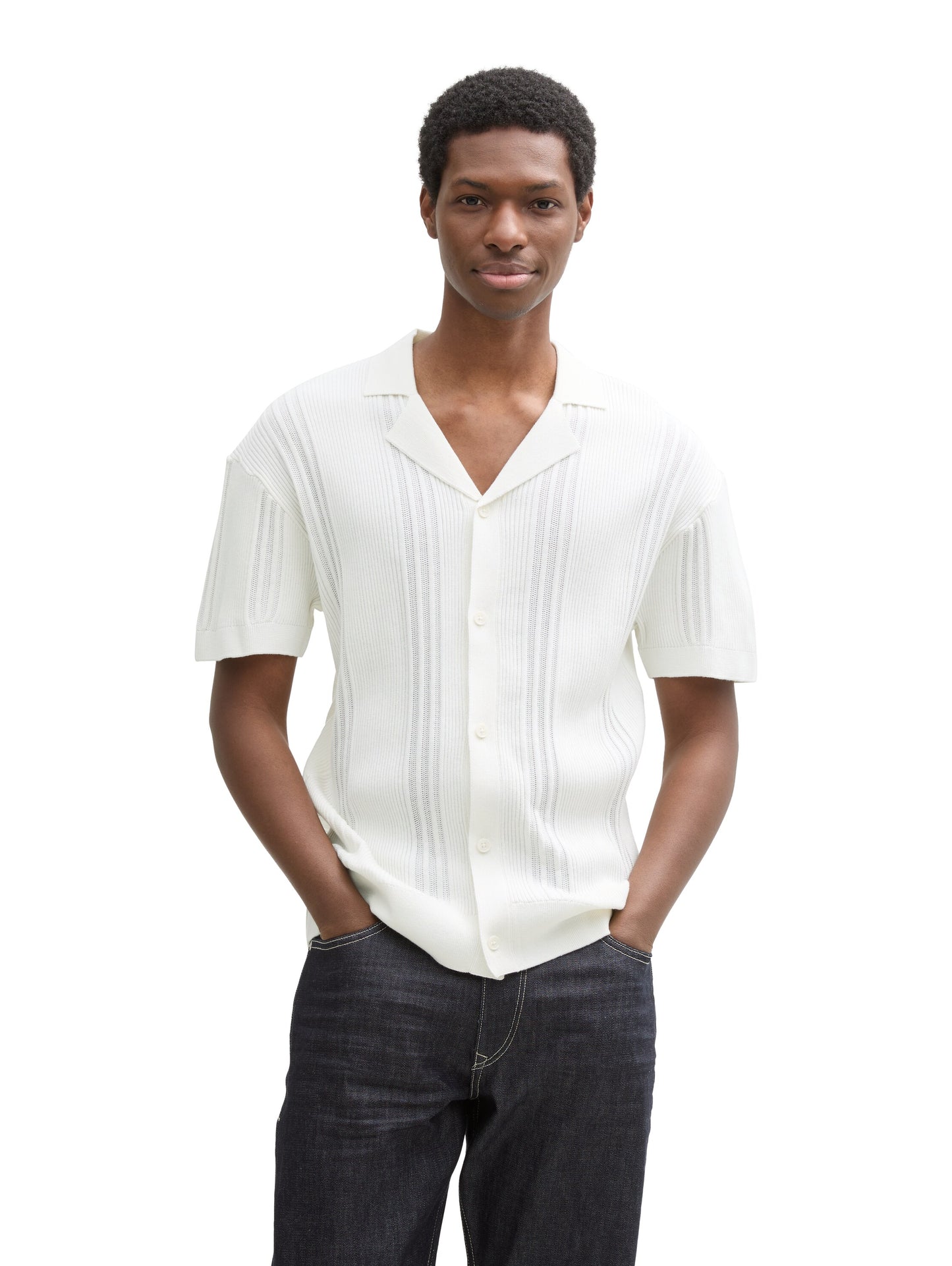 Relaxed Fit Strickhemd im Polo-Look